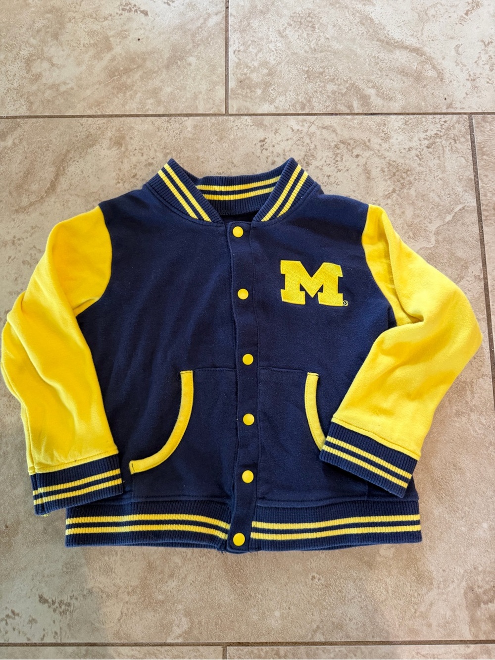 Kids Navy and Yellow Varsity Jacket - M Logo